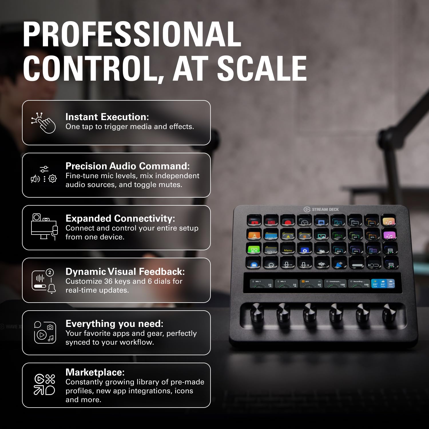 Elgato Stream Deck + XL – Customizable Control Platform with Macro